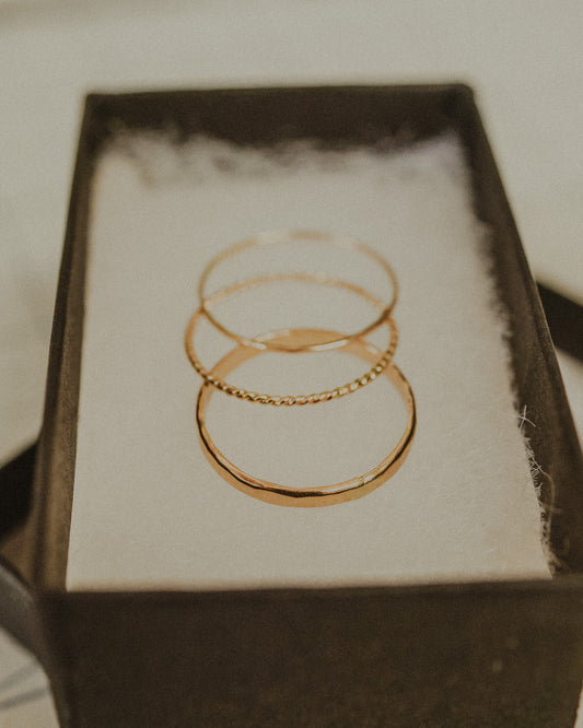 Extra Thick Twist Set of 3 Stacking Rings, Gold Fill, Rose Gold Fill or Sterling Silver