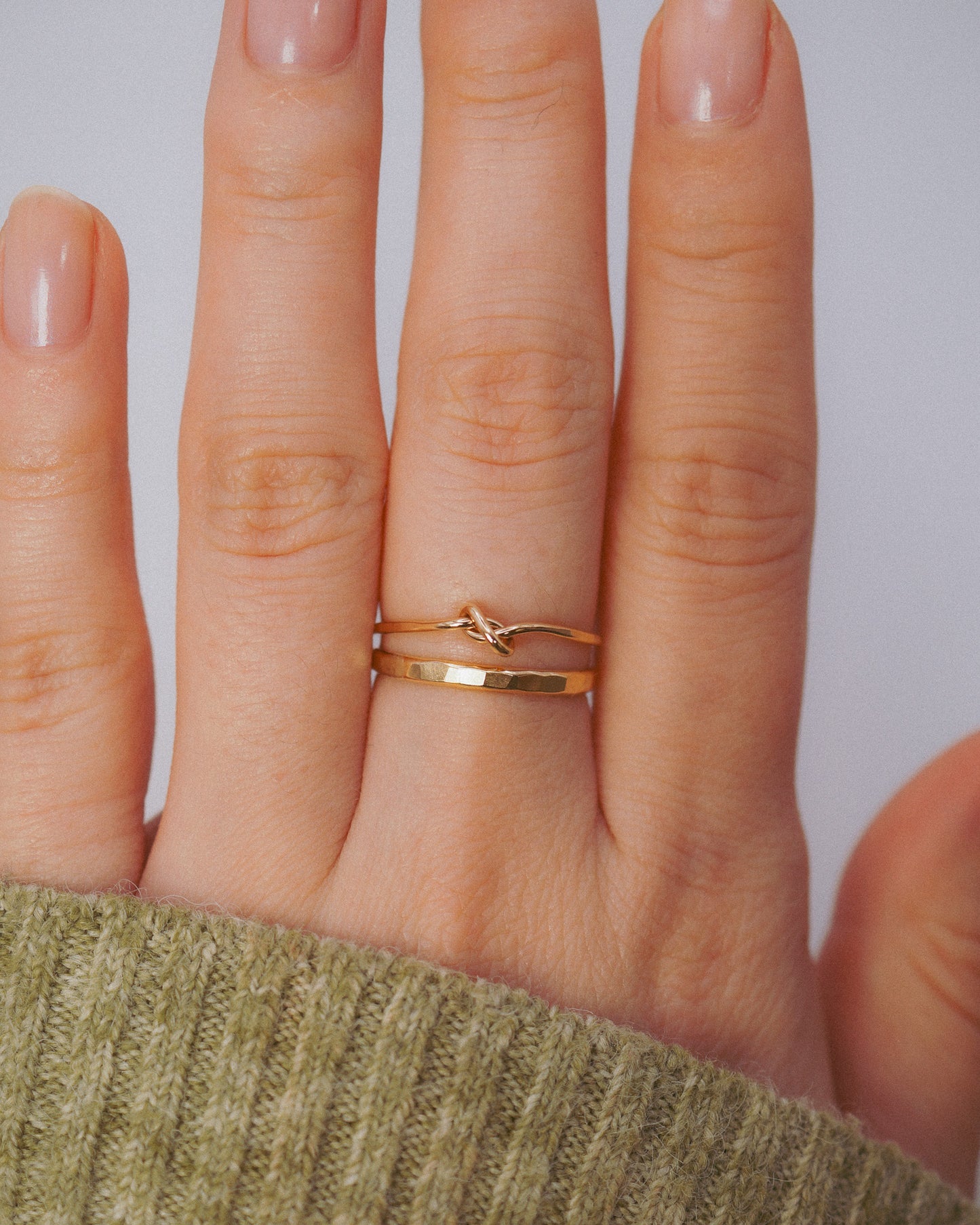 Extra Thick Closed Knot Set of 2 Stacking Rings, Gold Fill, Rose Gold Fill or Sterling Silver