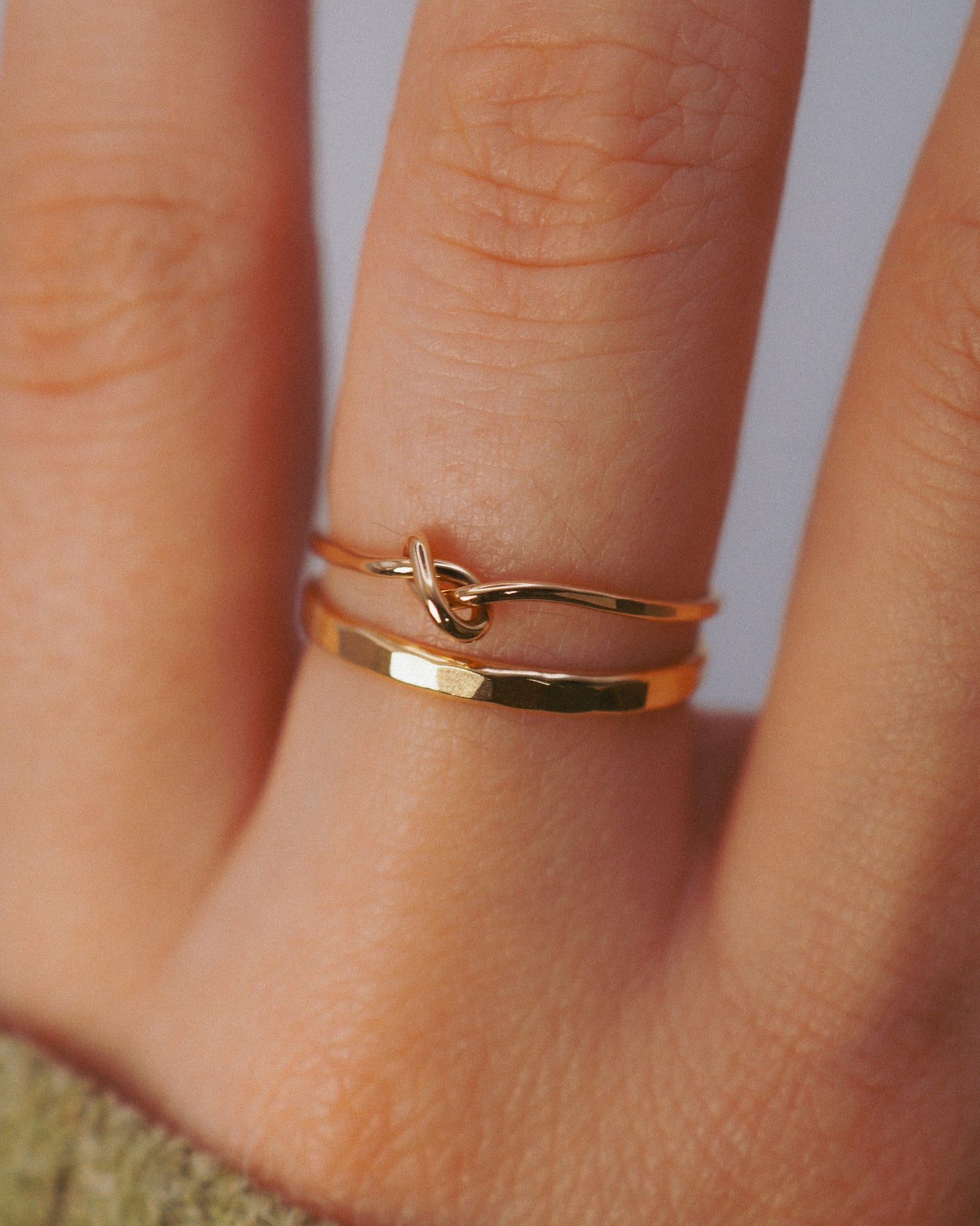 Extra Thick Closed Knot Set of 2 Stacking Rings, Gold Fill, Rose Gold Fill or Sterling Silver
