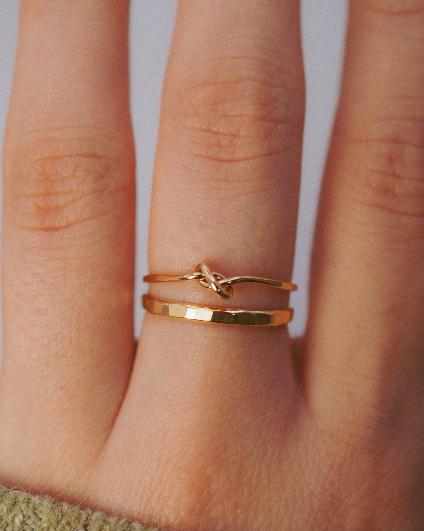 Extra Thick Closed Knot Set of 2 Stacking Rings, Gold Fill, Rose Gold Fill or Sterling Silver