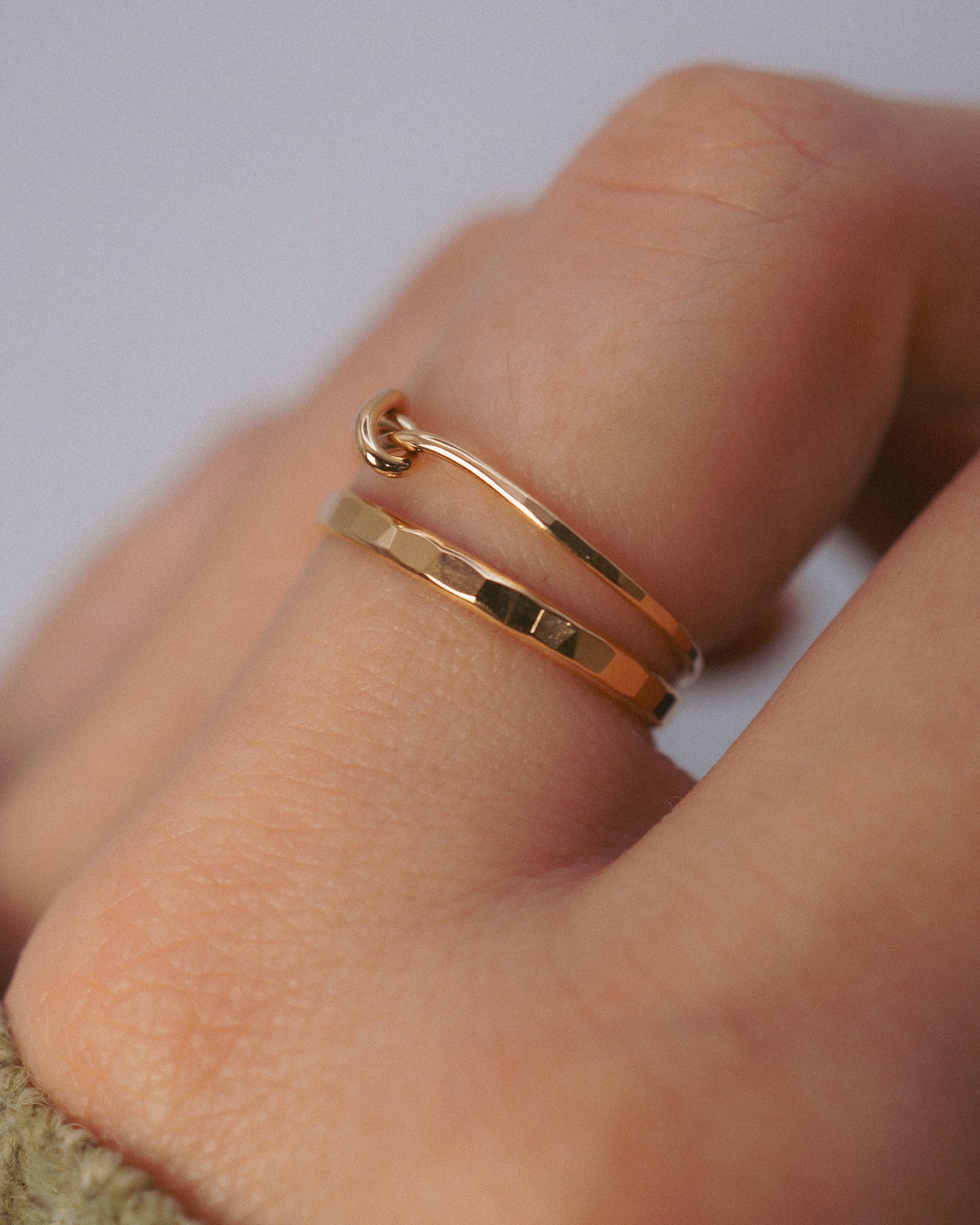 Extra Thick Closed Knot Set of 2 Stacking Rings, Gold Fill, Rose Gold Fill or Sterling Silver