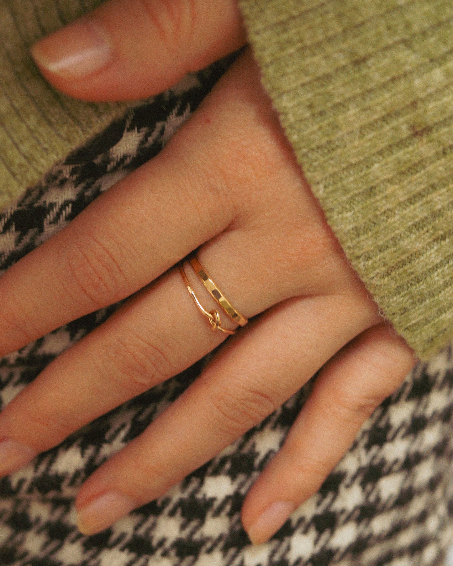 Extra Thick Closed Knot Set of 2 Stacking Rings, Gold Fill, Rose Gold Fill or Sterling Silver