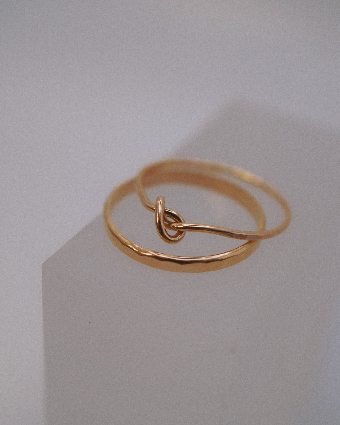 Extra Thick Closed Knot Set of 2 Stacking Rings, Gold Fill, Rose Gold Fill or Sterling Silver