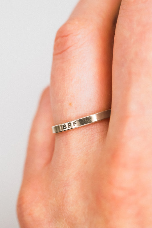 'BFF' Engraved Mirror Band, 14K Gold Fill, Rose Gold Fill or Sterling Silver