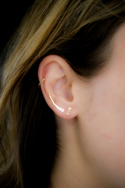 Ear Climber Earring, Solid 14K Gold