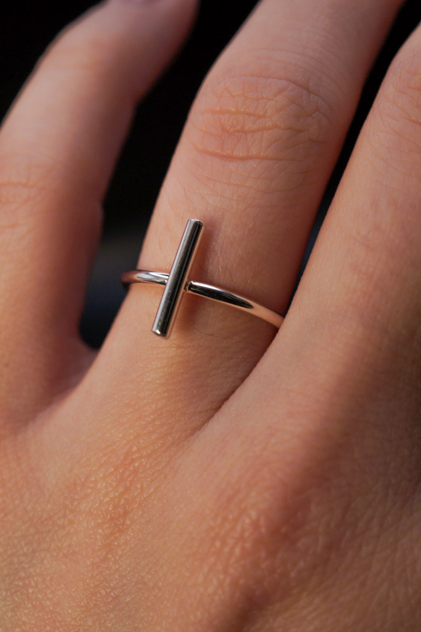 Mini Bar Ring, Sterling Silver