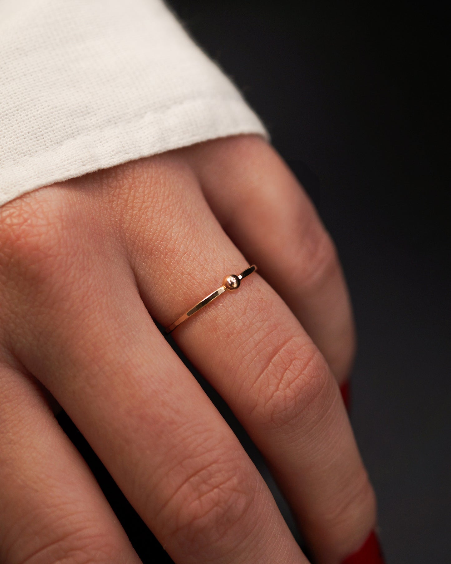 Dot Ring, Solid 14K Gold