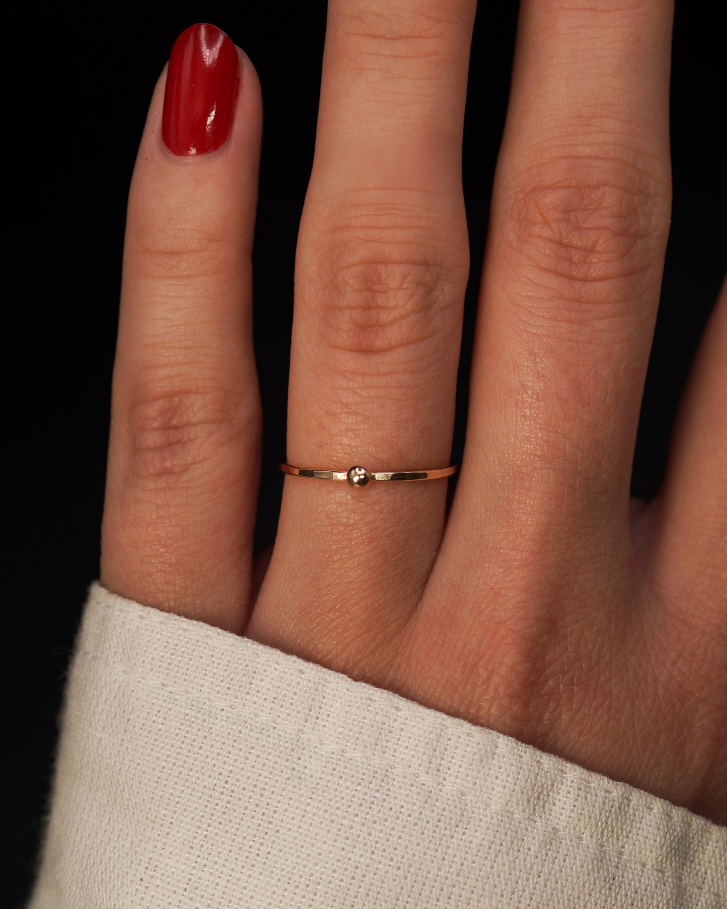Dot Ring, Solid 14K Gold