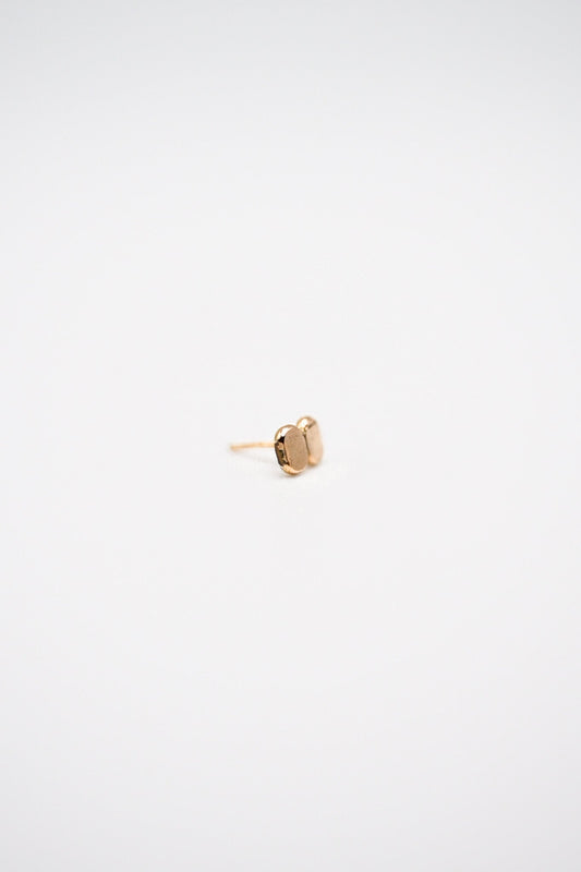 Hammered Bead Flat Back Stud Earring in Solid Gold