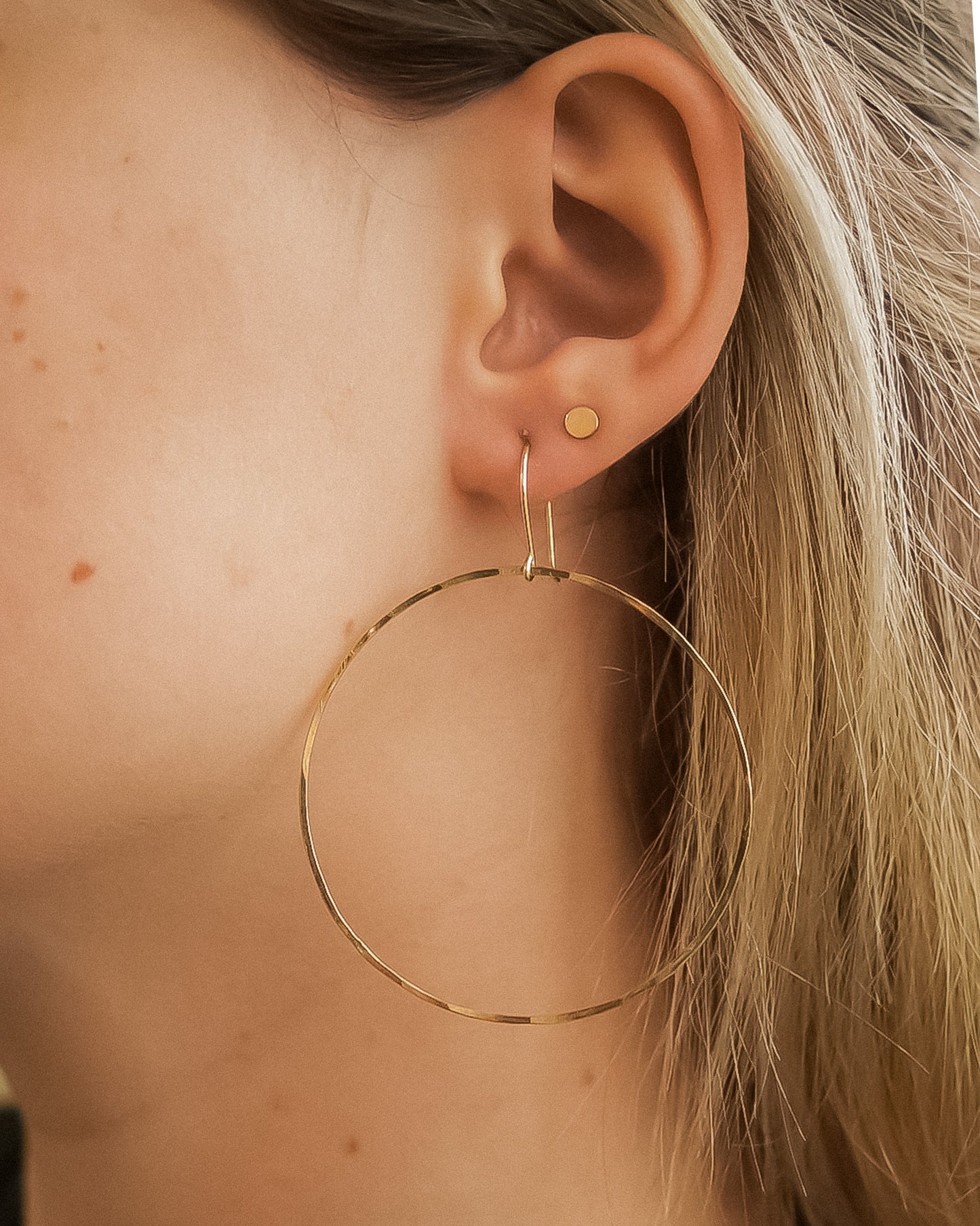 Full Circle Hoop Earrings, Solid 14K Gold, Rose or White Gold
