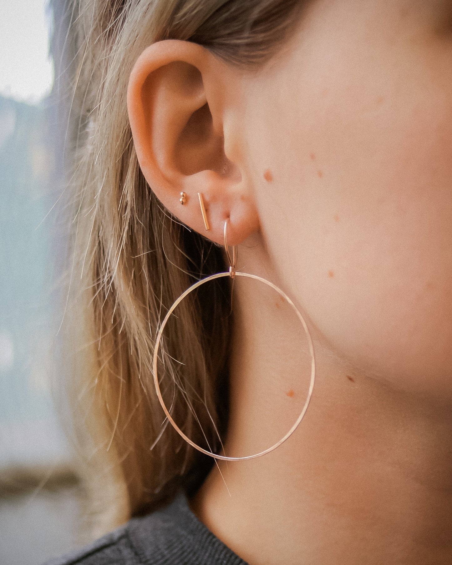Full Circle Hoop Earrings, Solid 14K Gold, Rose or White Gold