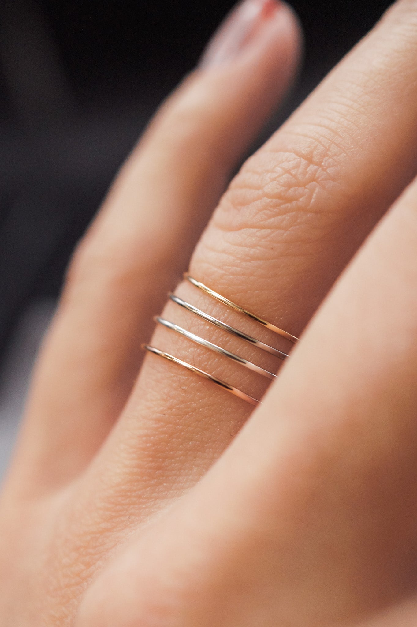 Ultra Thin Ring, Solid 14K White Gold
