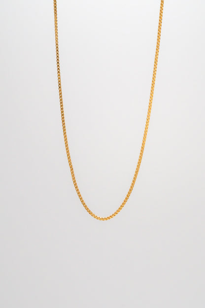 Box Chain Necklace, Solid 14K Gold