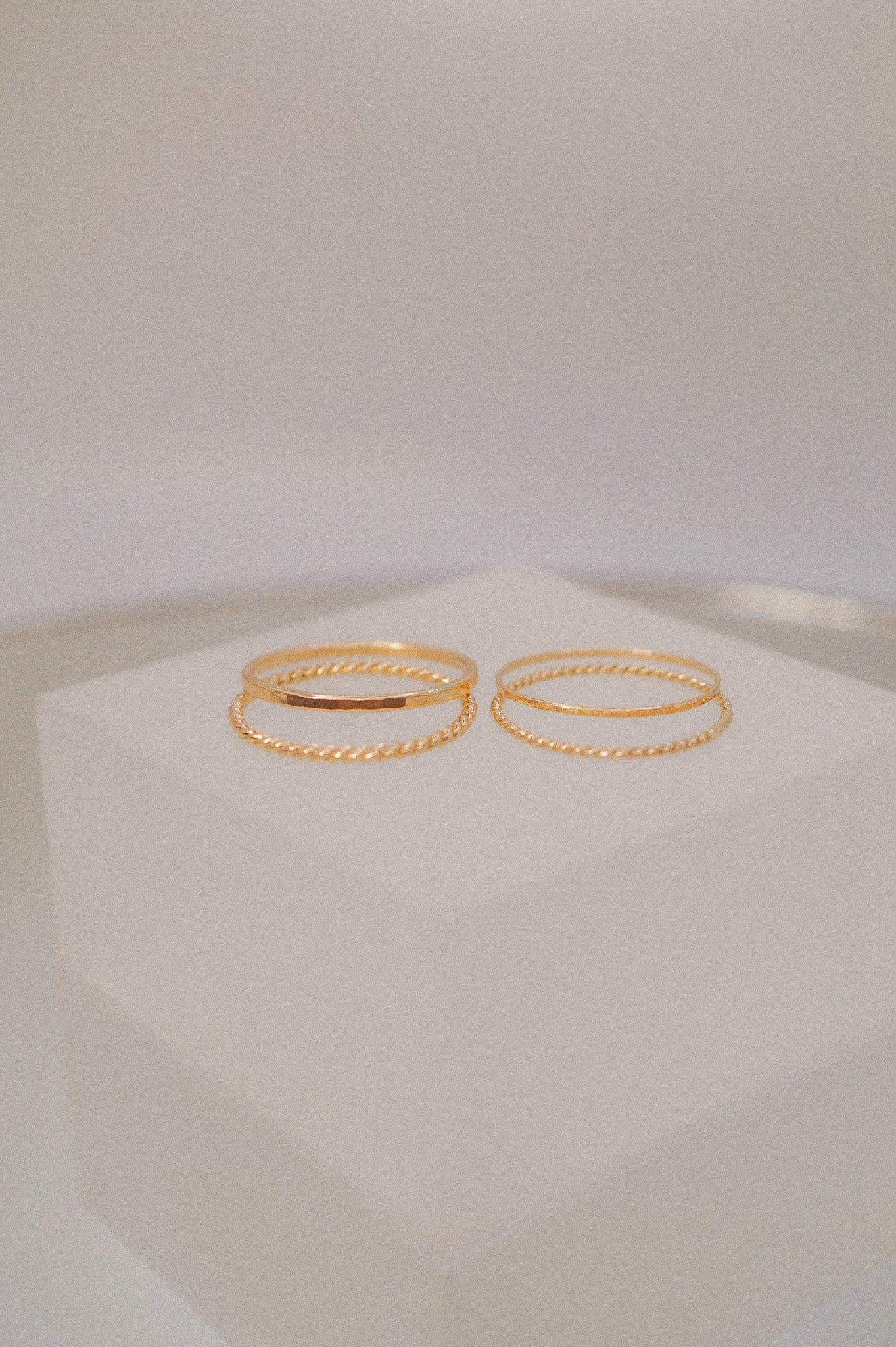 Twist Set of 2 Stacking Rings, 14K Gold Fill