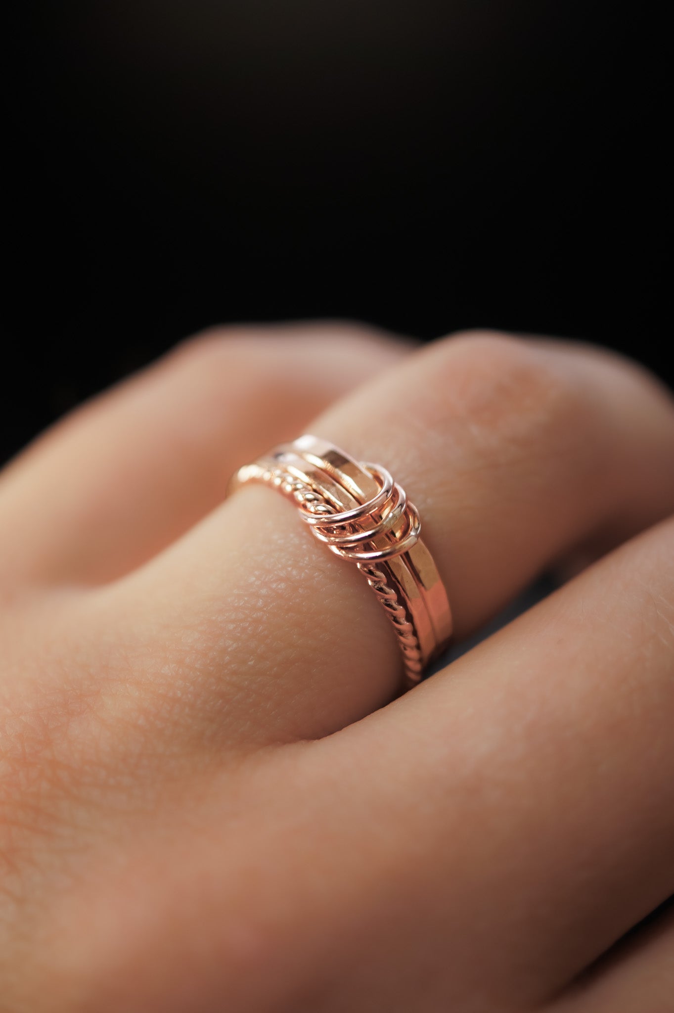 Triple Link Ring, 14K Rose Gold Fill