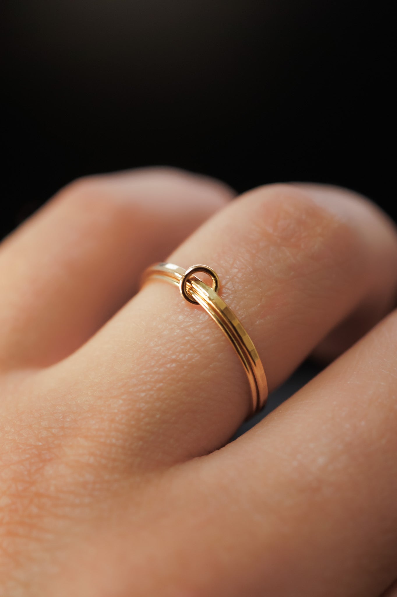 Gold Fill Link Ring on ring finger.