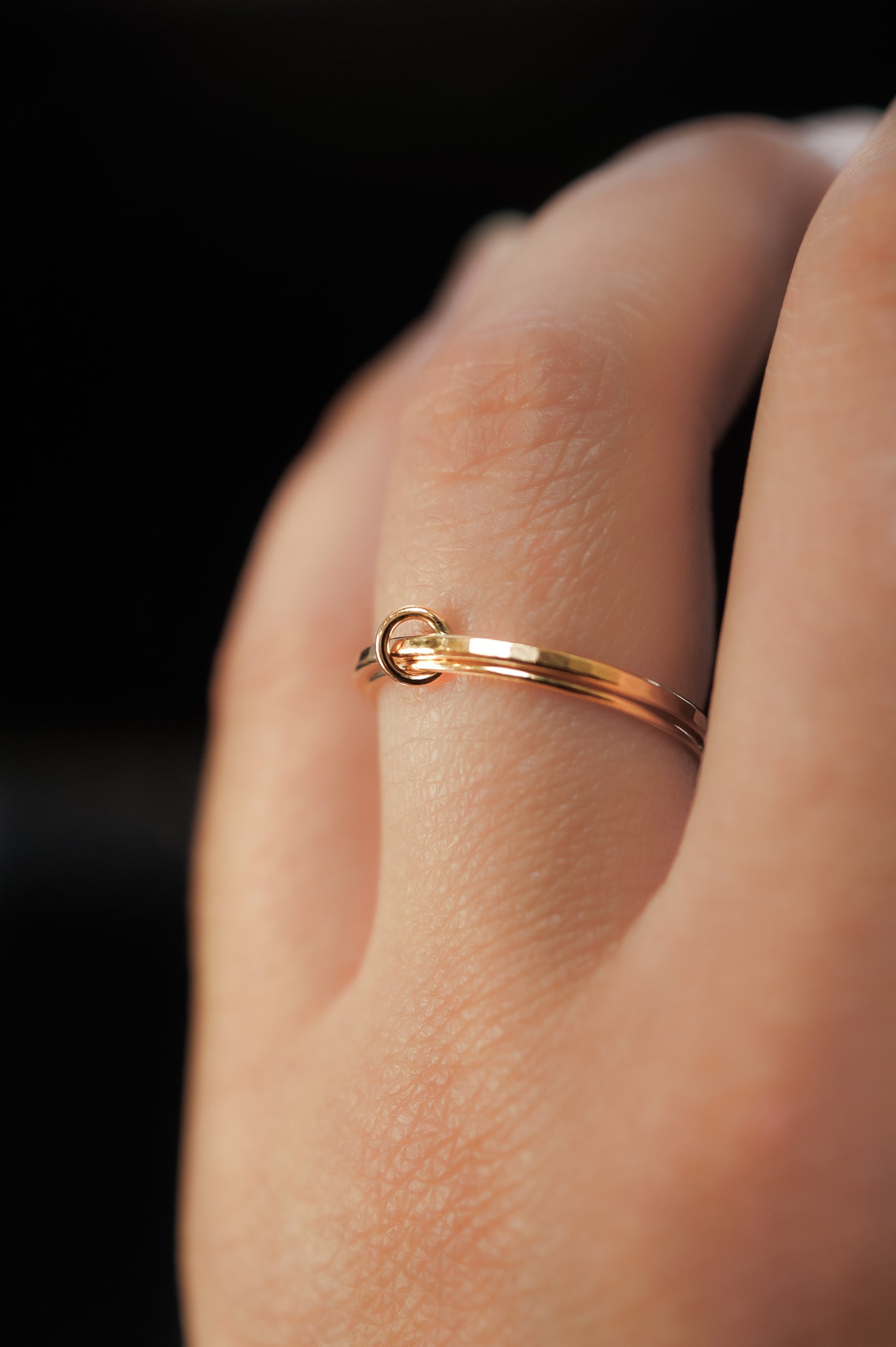 Gold Fill Link Ring on ring finger.