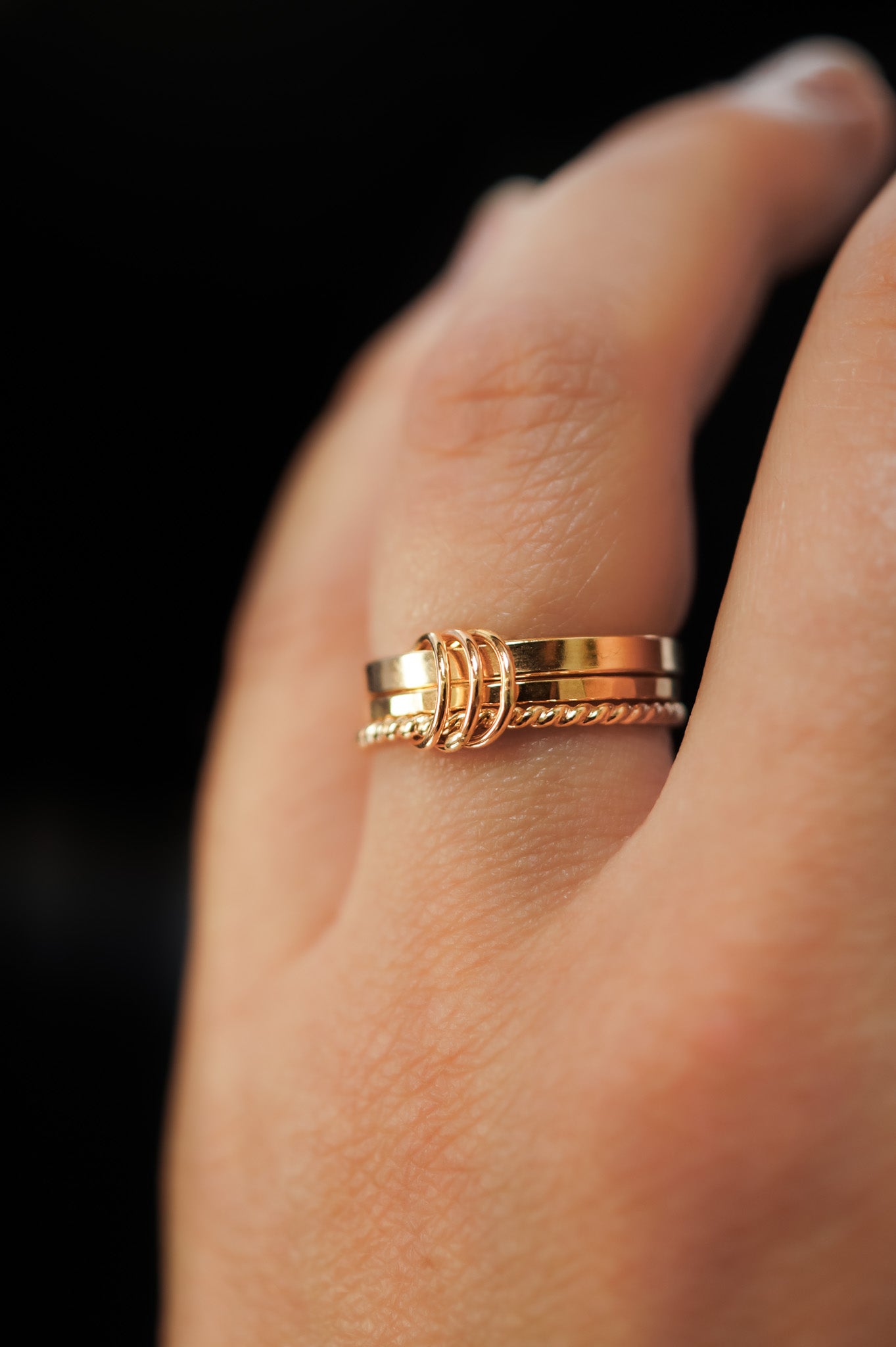 Triple Link Ring, 14K Gold Fill