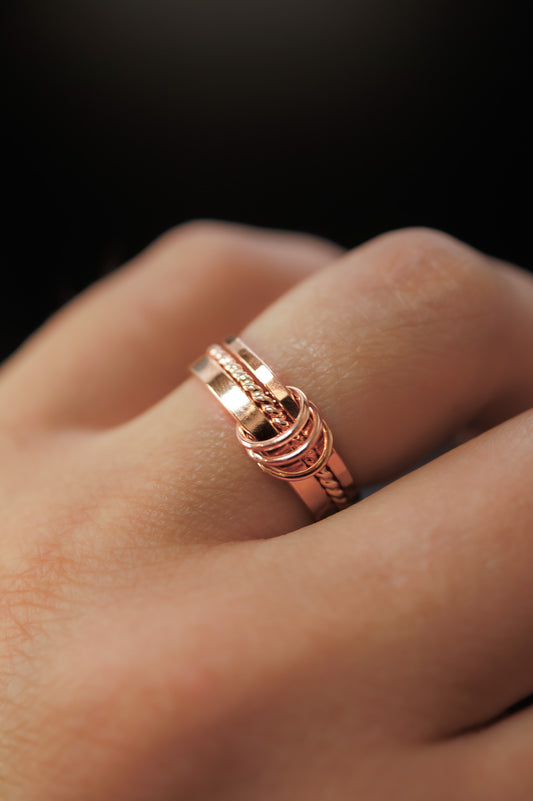 Triple Link Ring, 14K Rose Gold Fill