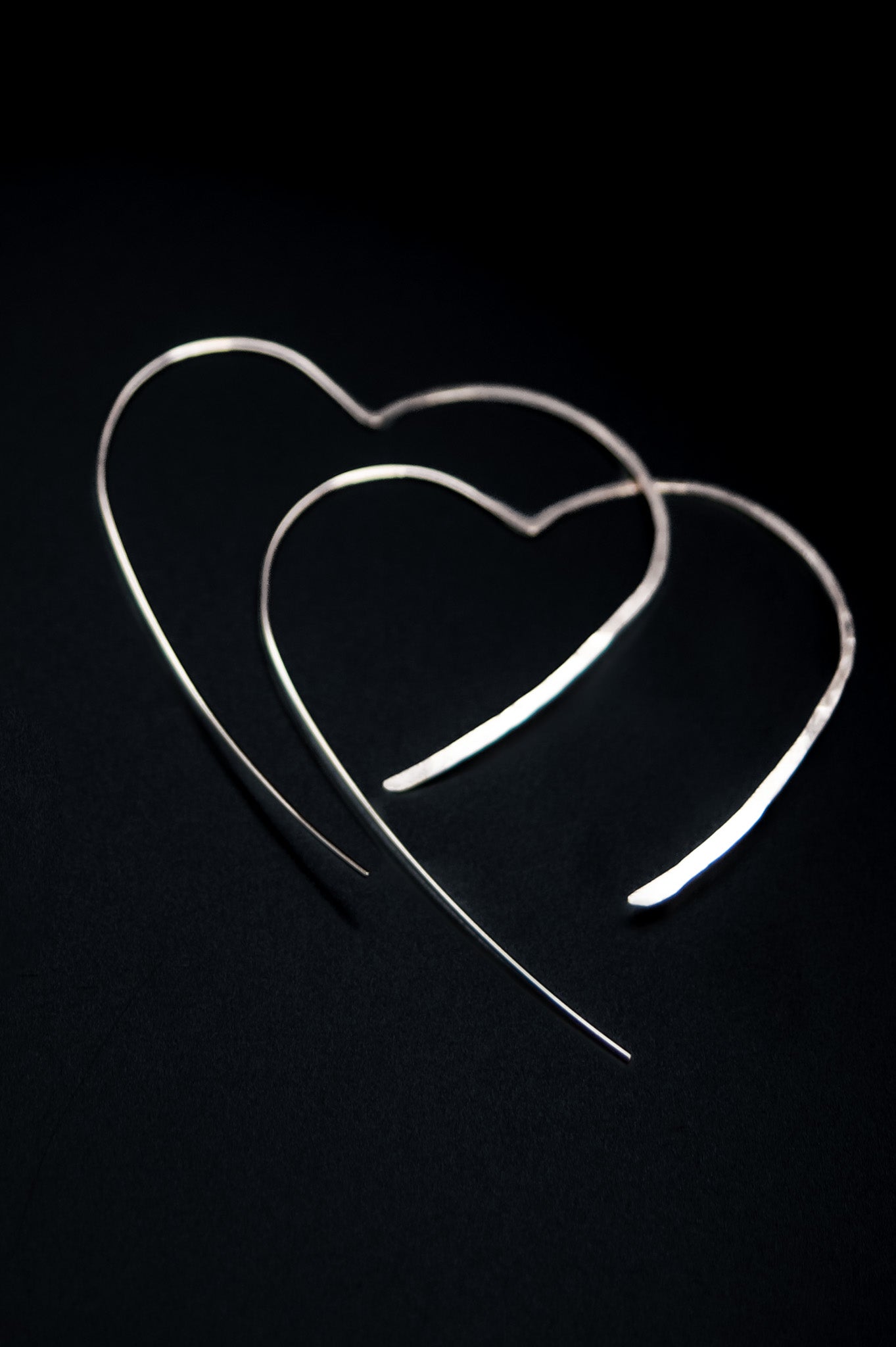 Heart Threader Hoop Earrings, Gold Fill, Rose Gold Fill or Sterling Silver