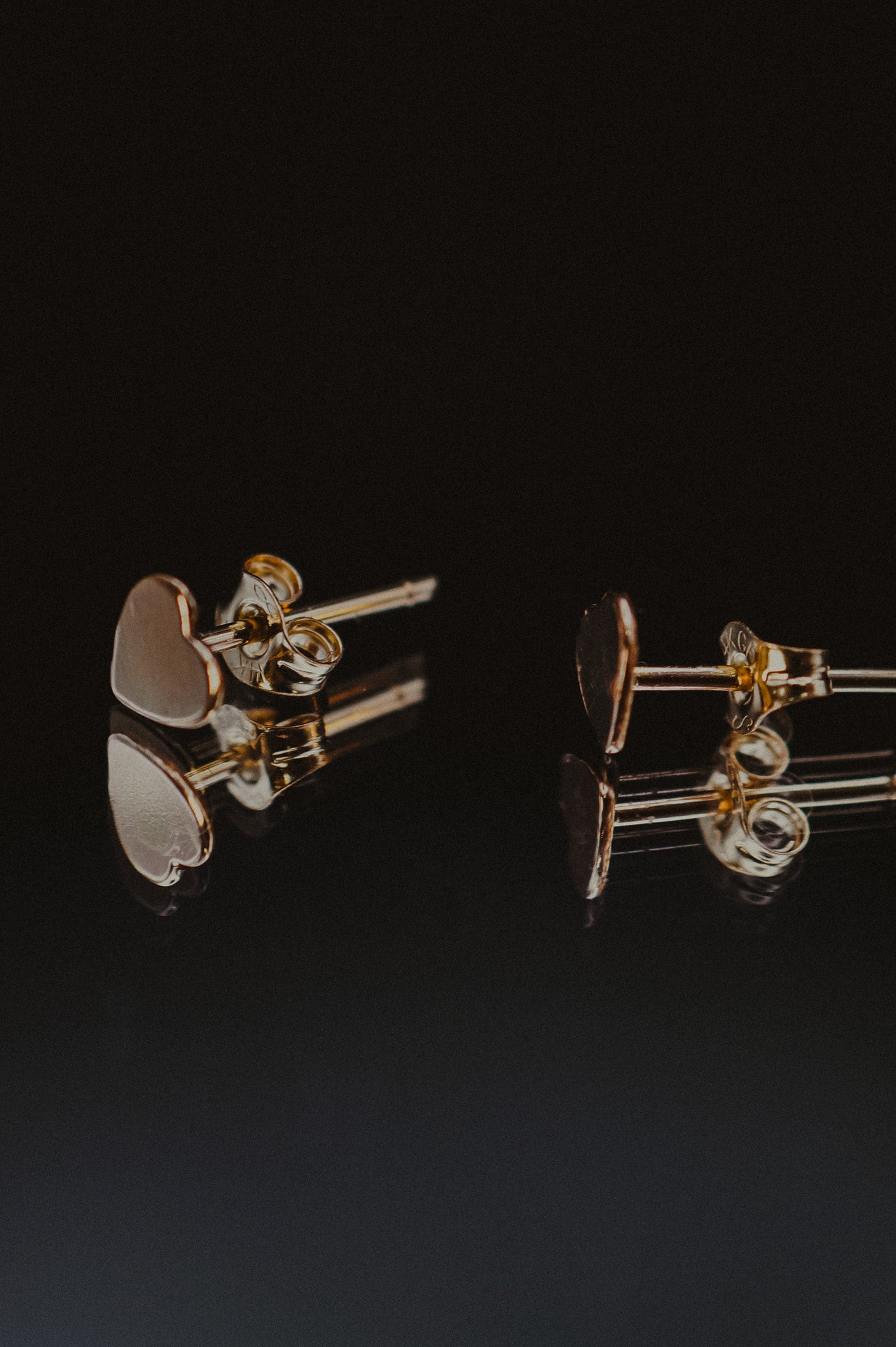 Heart Stud Earrings, Gold Fill