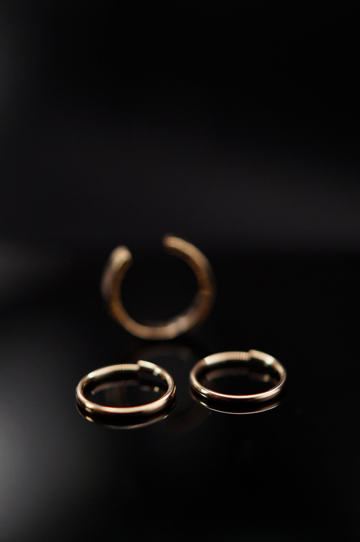 Mirror Ear Cuff + Huggie Hoop Set of Earrings, 14k Gold Fill