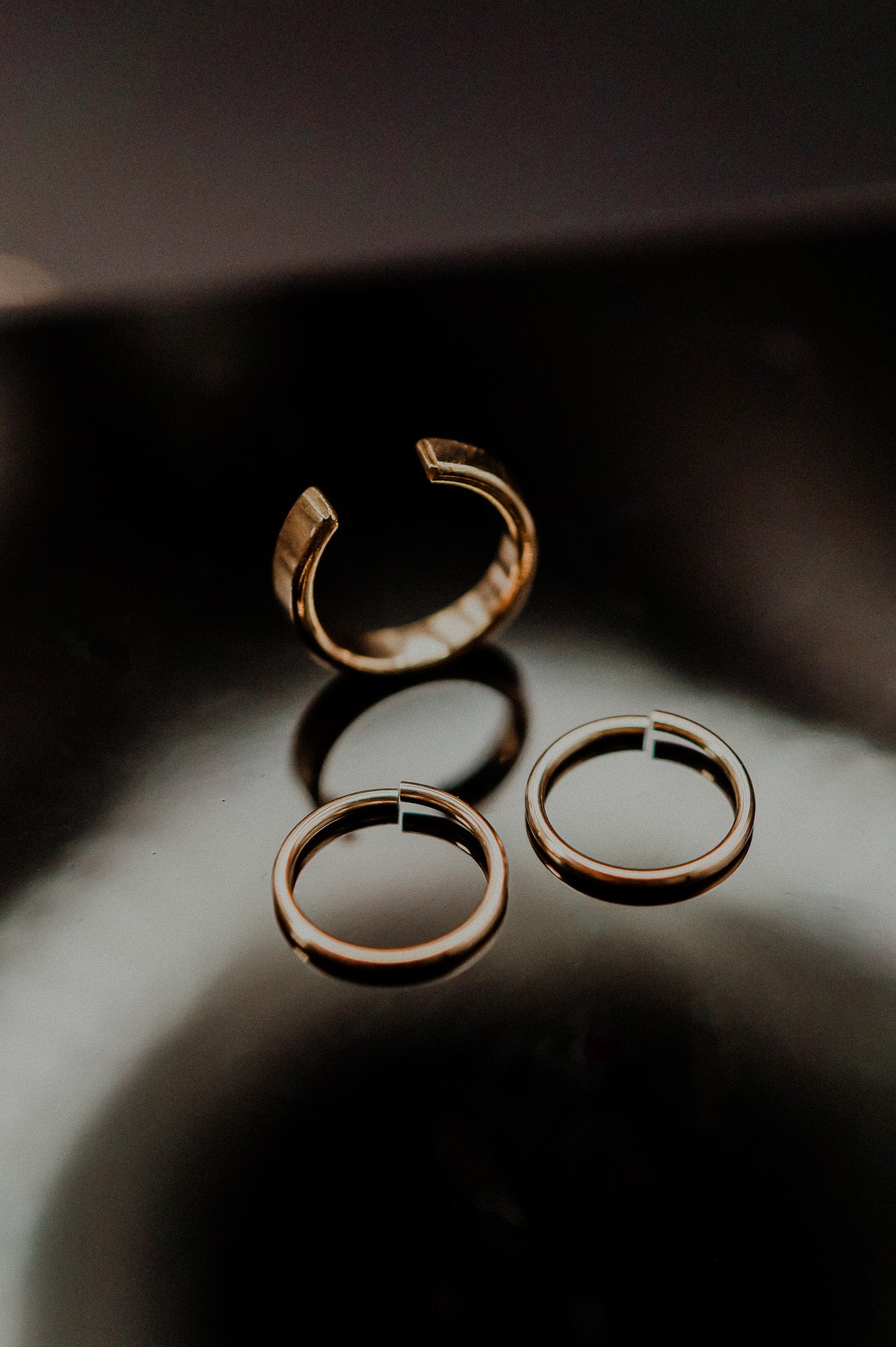 Mirror Ear Cuff + Huggie Hoop Set of Earrings, 14k Gold Fill