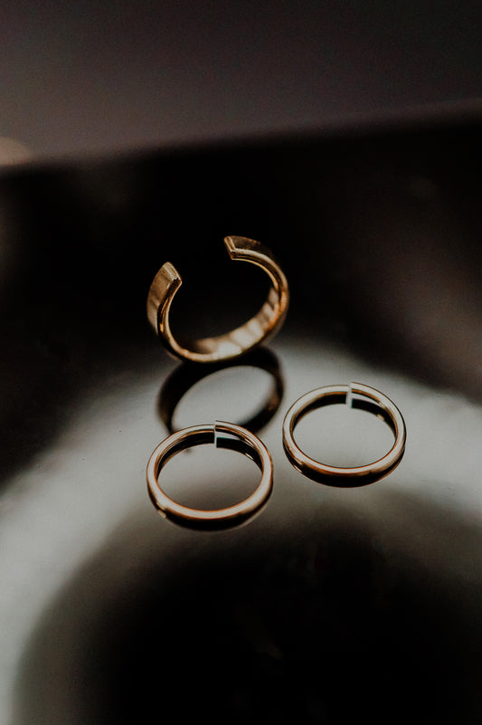 Mirror Ear Cuff + Huggie Hoop Set of Earrings, 14k Gold Fill