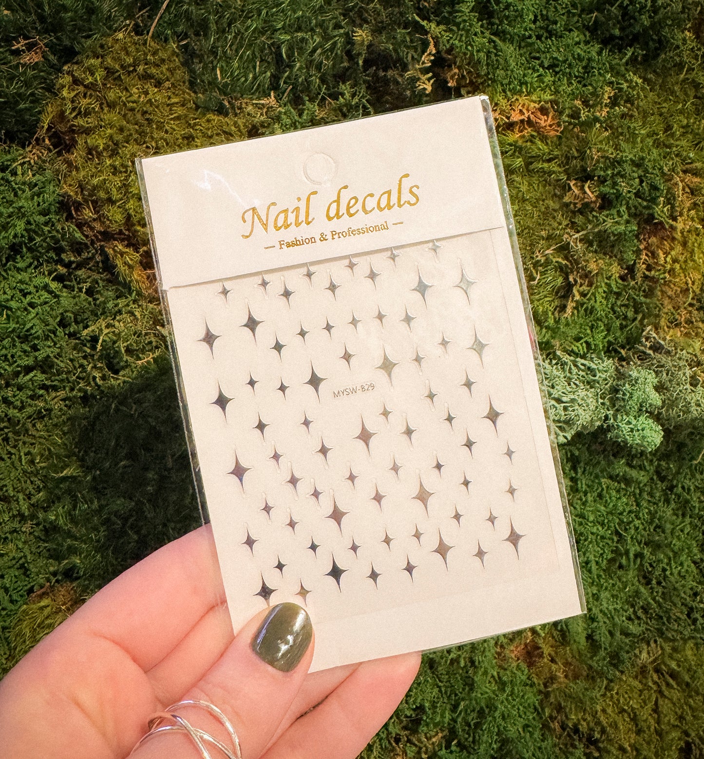 Silver Star Nail Decals