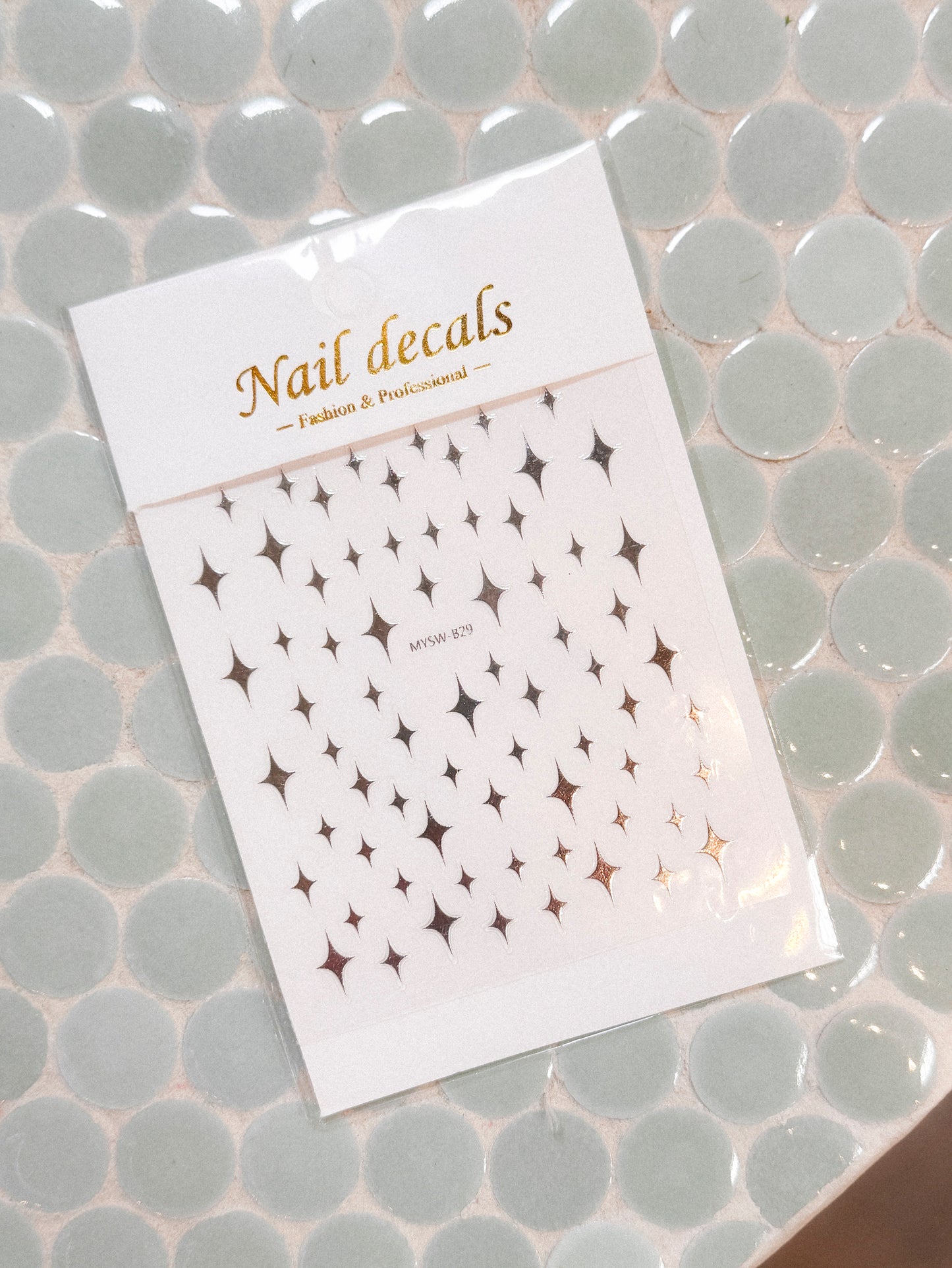Silver Star Nail Decals