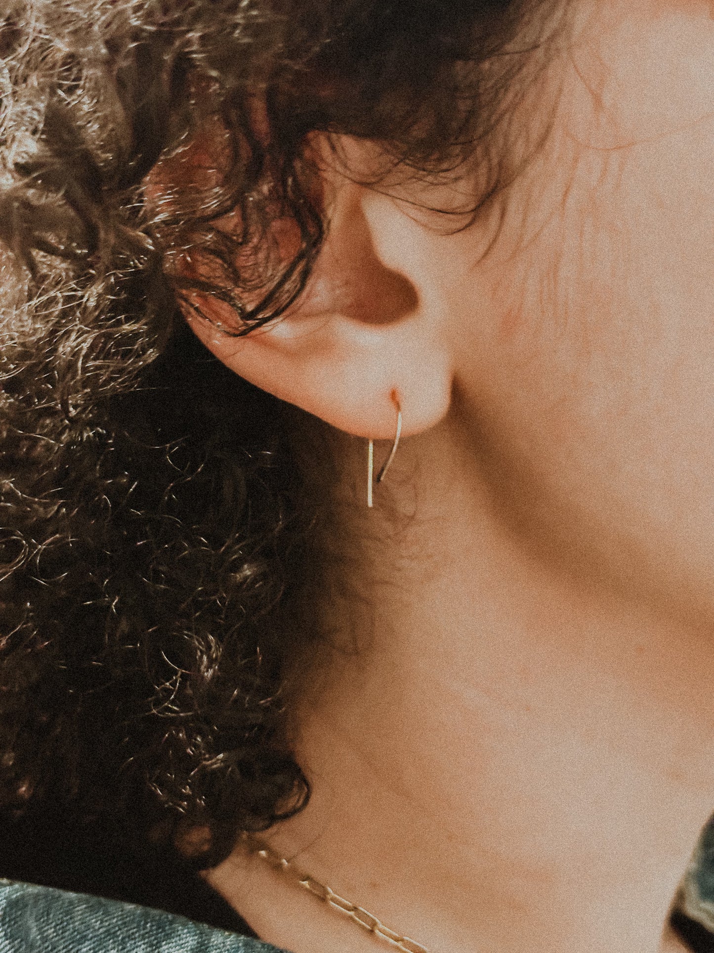 U-Shaped Threader Hoop Earrings in Solid 14K Gold, Rose or White Gold