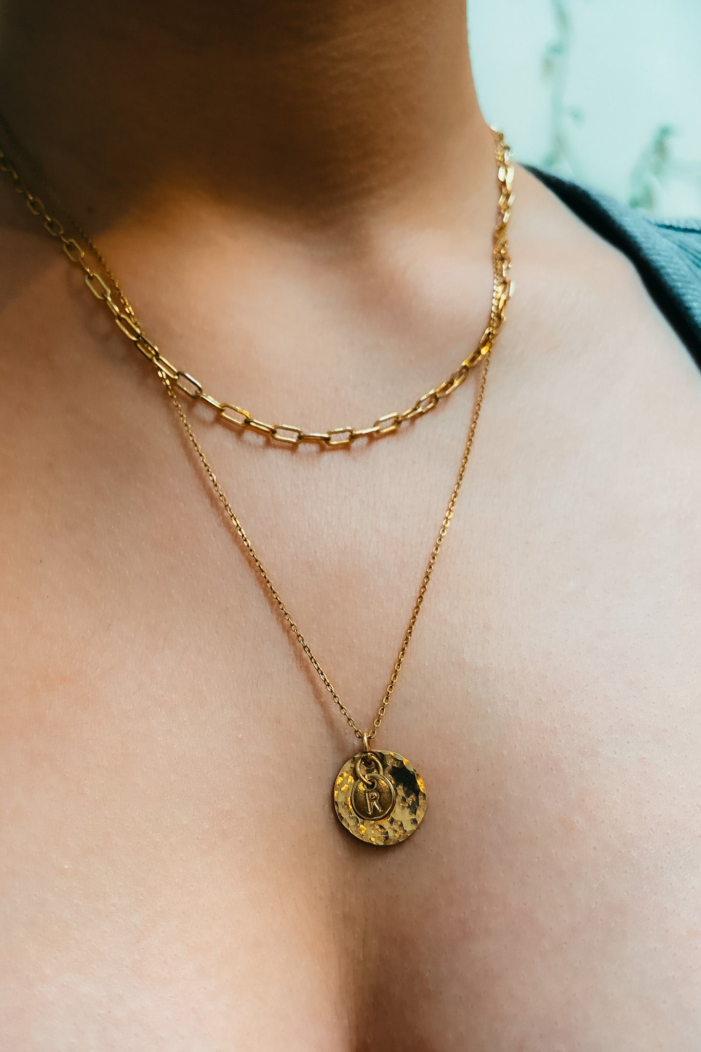 Monogram Circle Charm, Solid 14K Gold