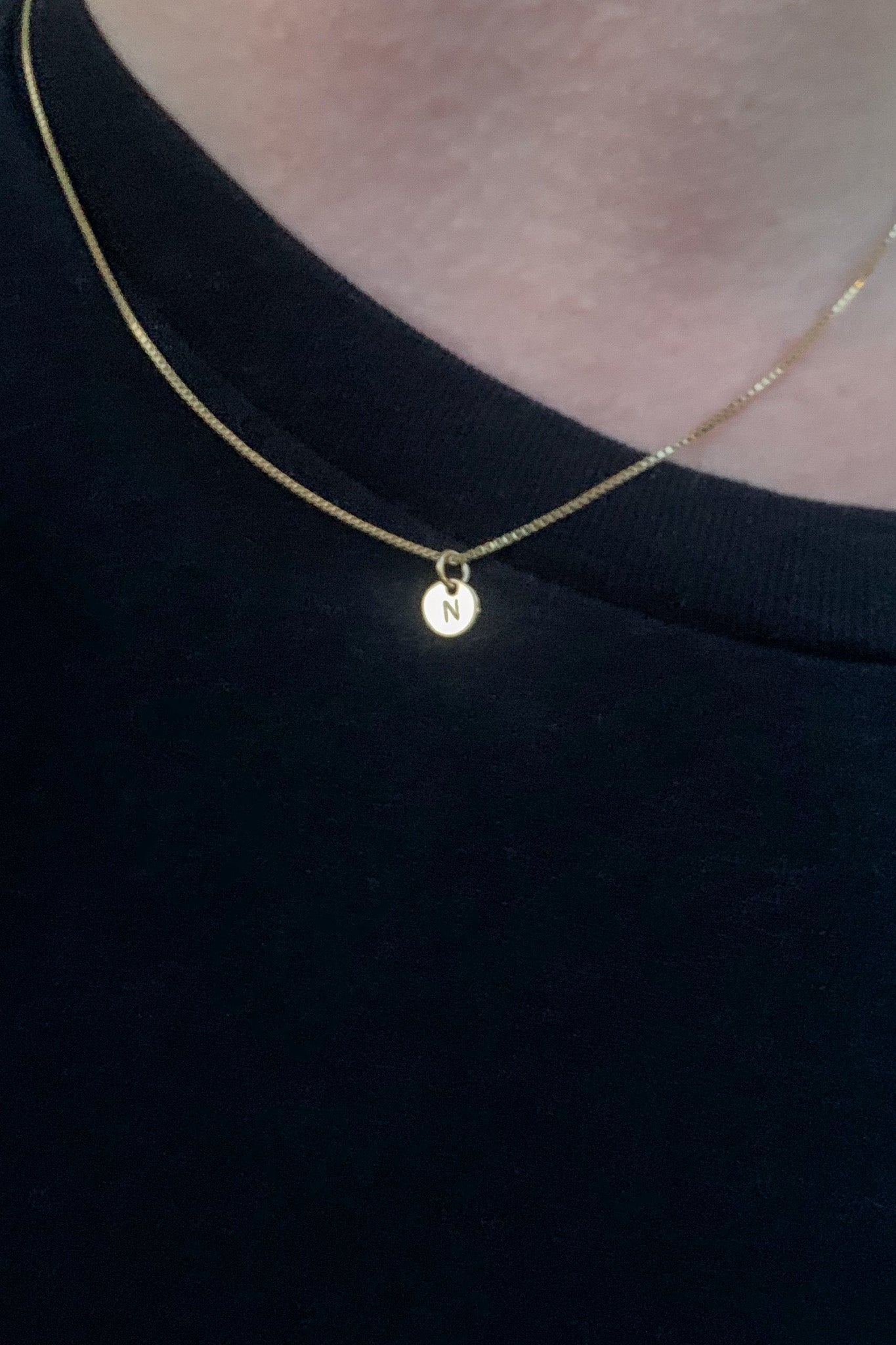 Tiny Monogram Circle Charm, Solid 14K Gold