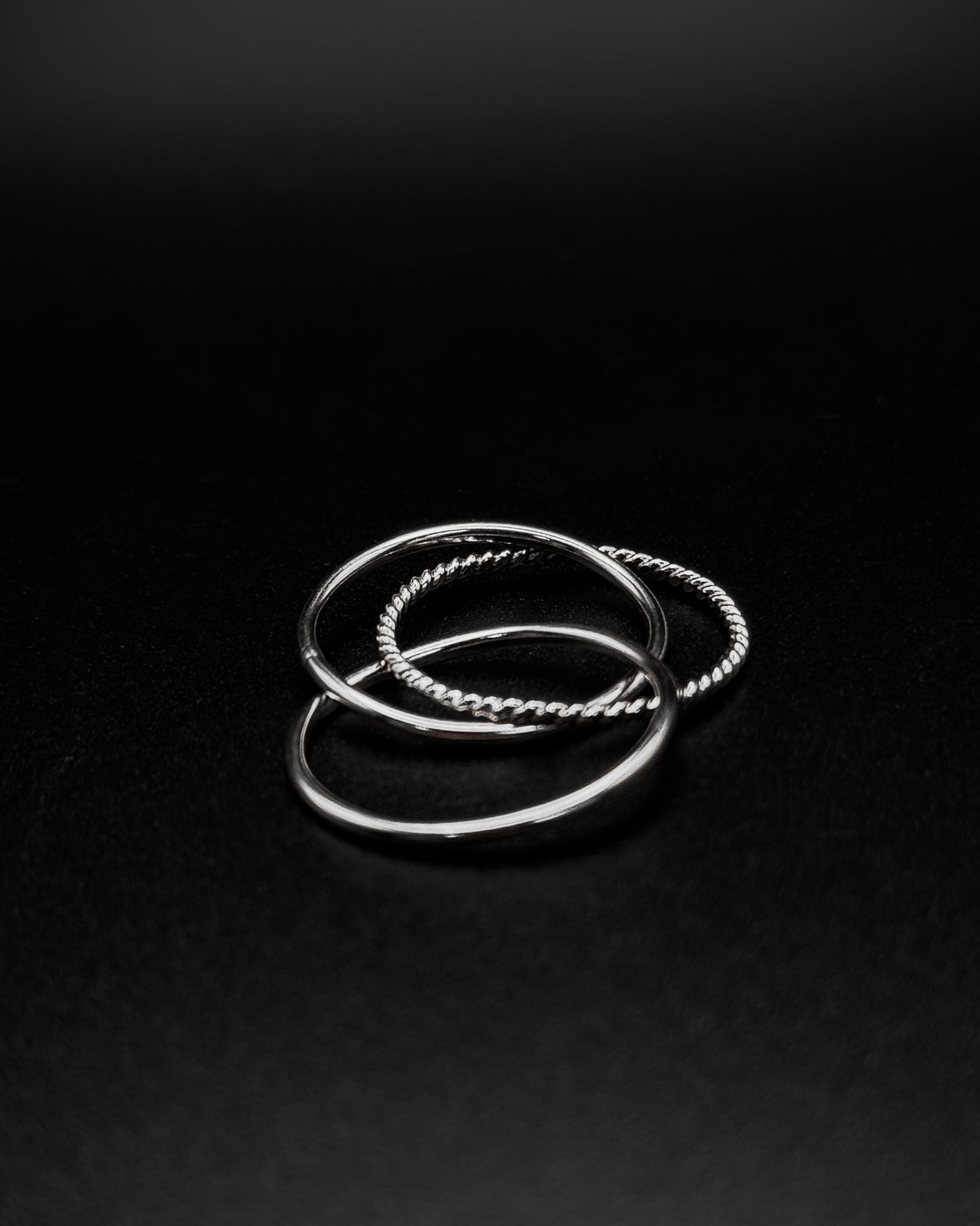Twist Interlocking Set of 3 Rings, Sterling Silver
