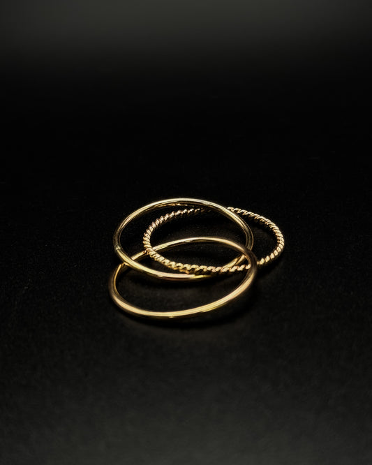 Twist Interlocking Set of 3 Rings, 14K Gold Fill