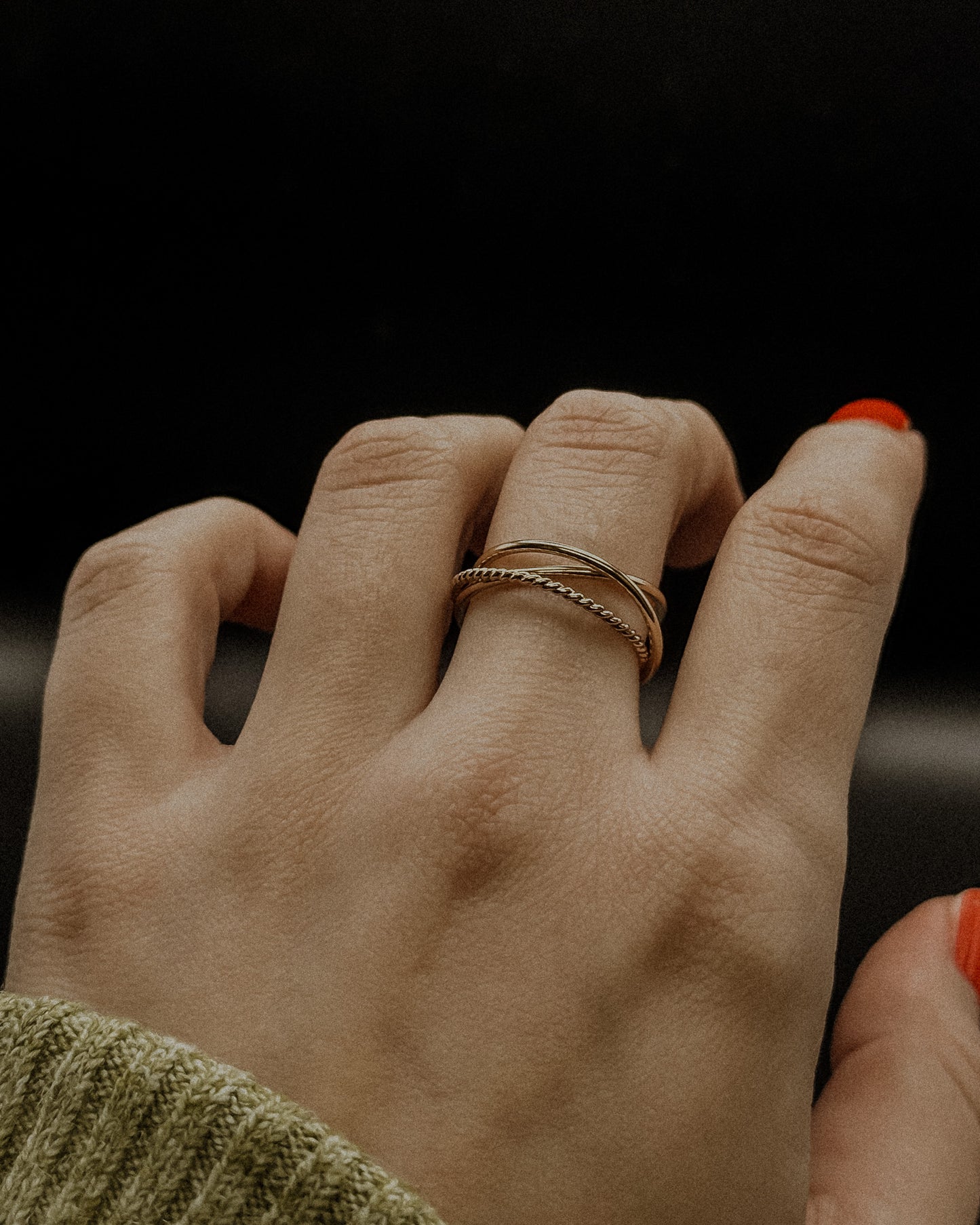 Twist Interlocking Set of 3 Rings, Mixed Metals