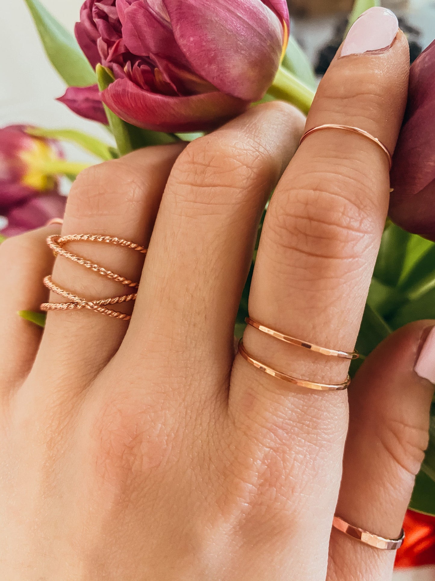 Large Twist Wraparound Ring, Solid 14K Rose Gold