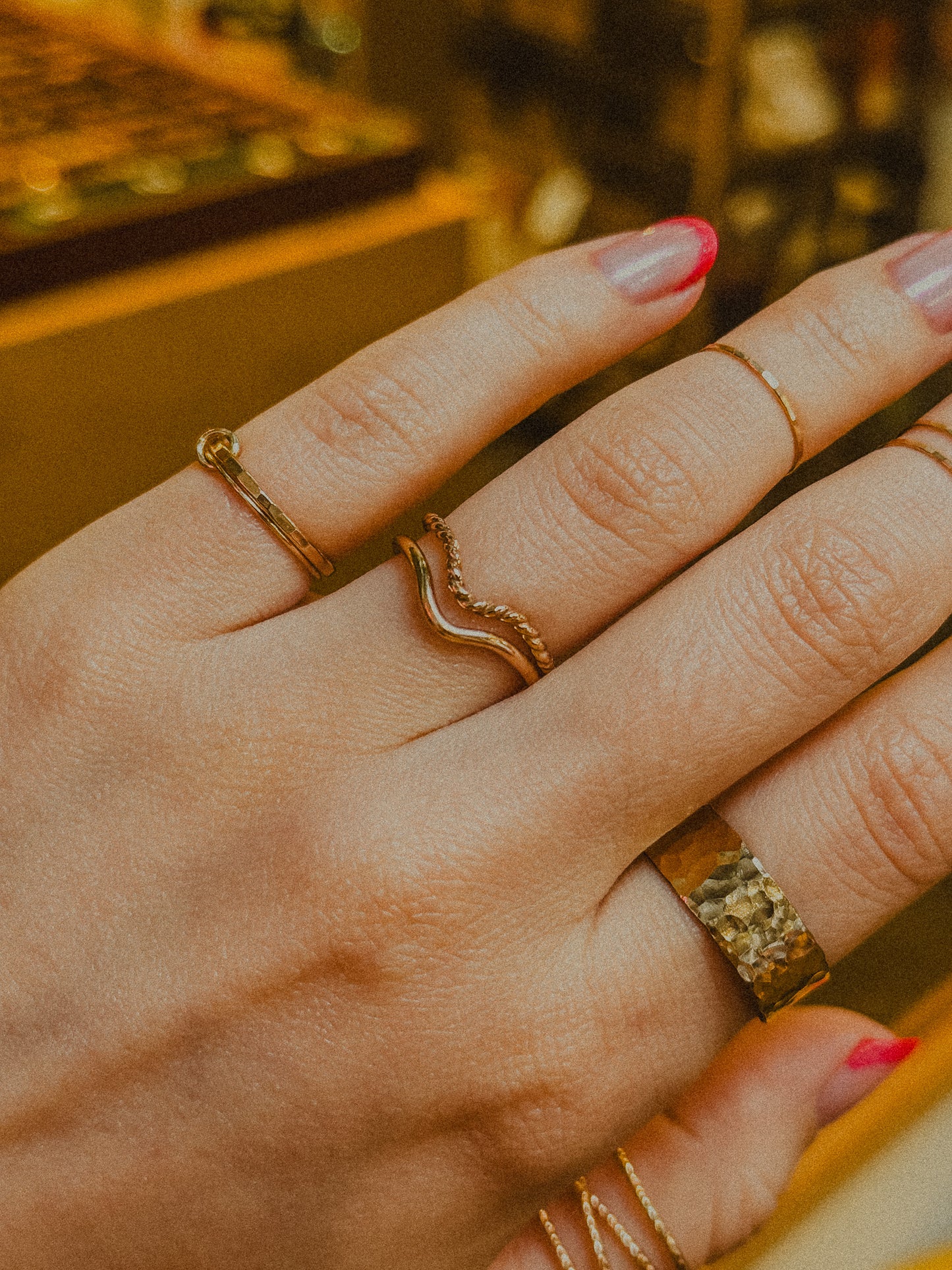 Twisted Teardrop Set of 2 Stacking Rings in Gold, Rose Gold or Silver