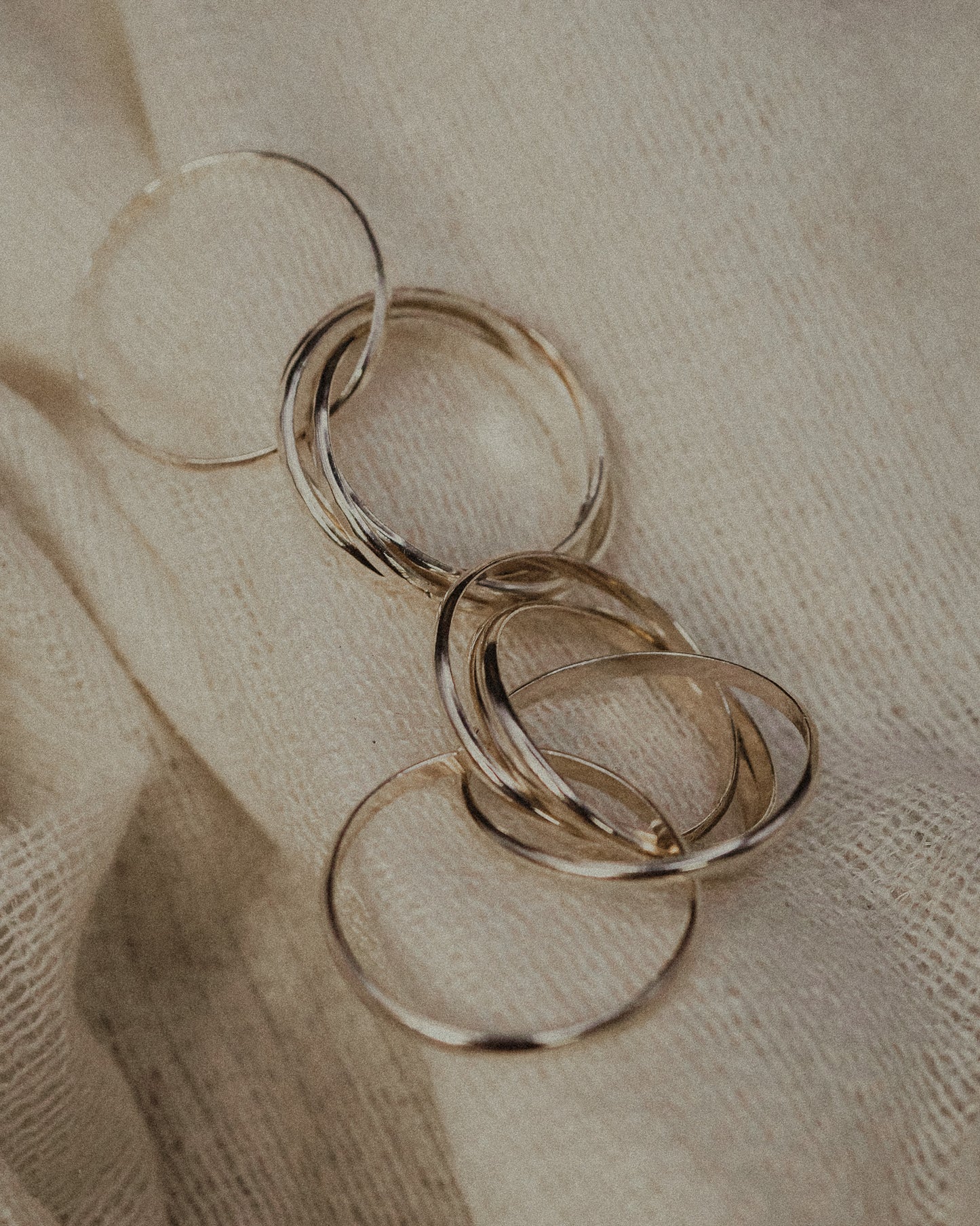 Thin Interlocking Set of 5 Rings, Sterling Silver