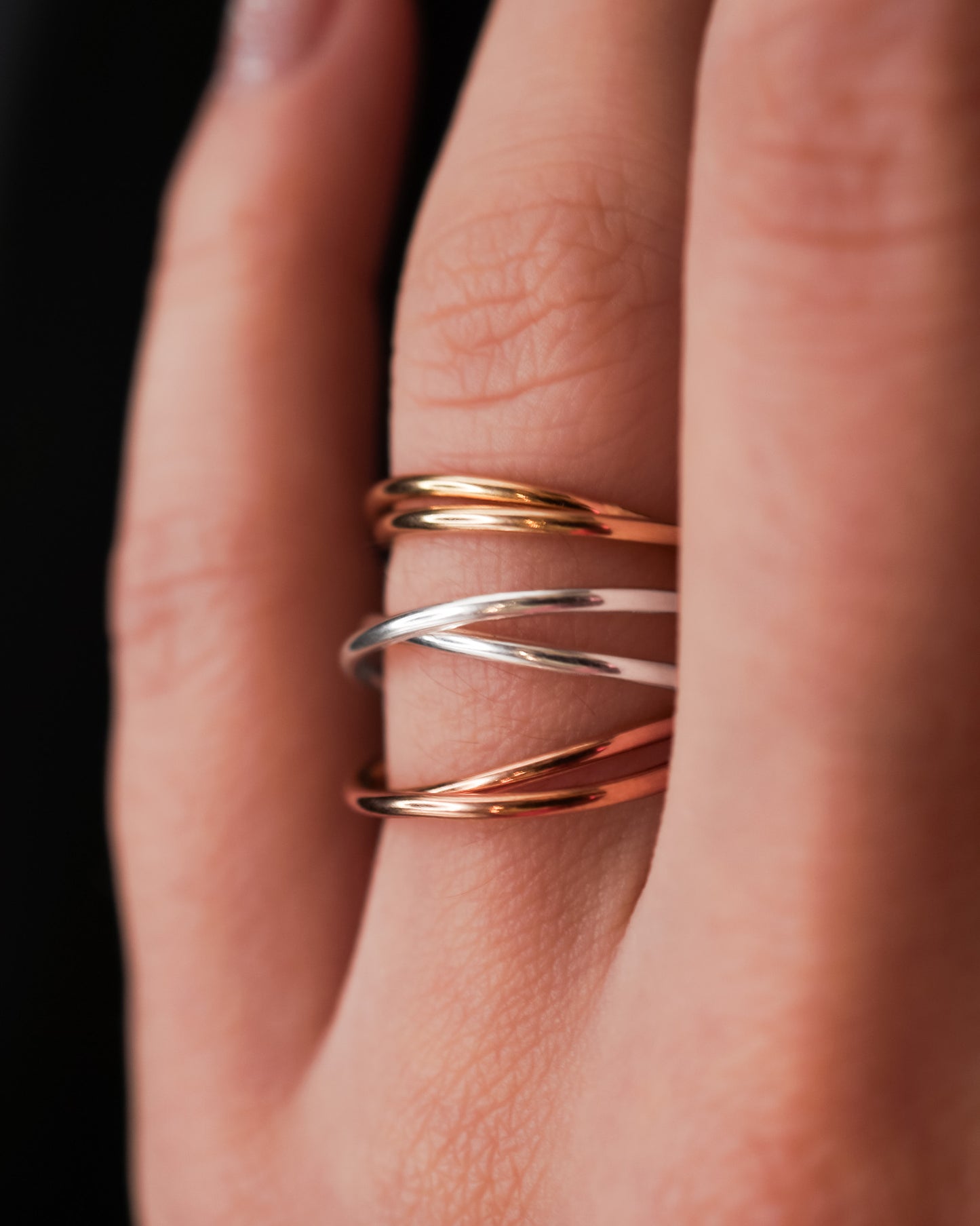 Thin Interlocking Set of 2 Rings, 14K Gold Fill