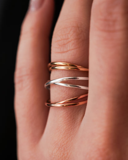 Thin Interlocking Set of 2 Rings, 14K Rose Gold Fill