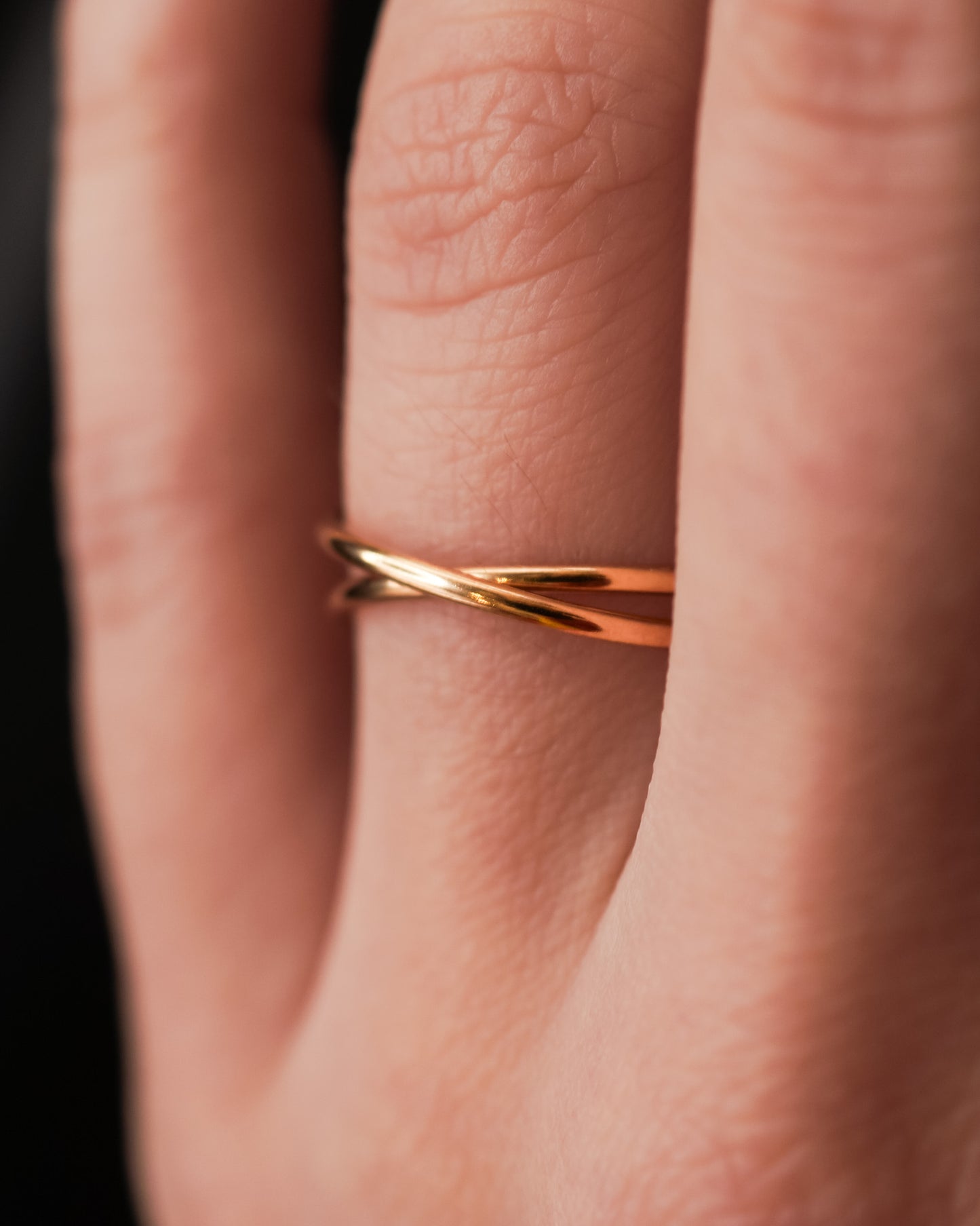 Thin Interlocking Set of 2 Rings, 14K Gold Fill