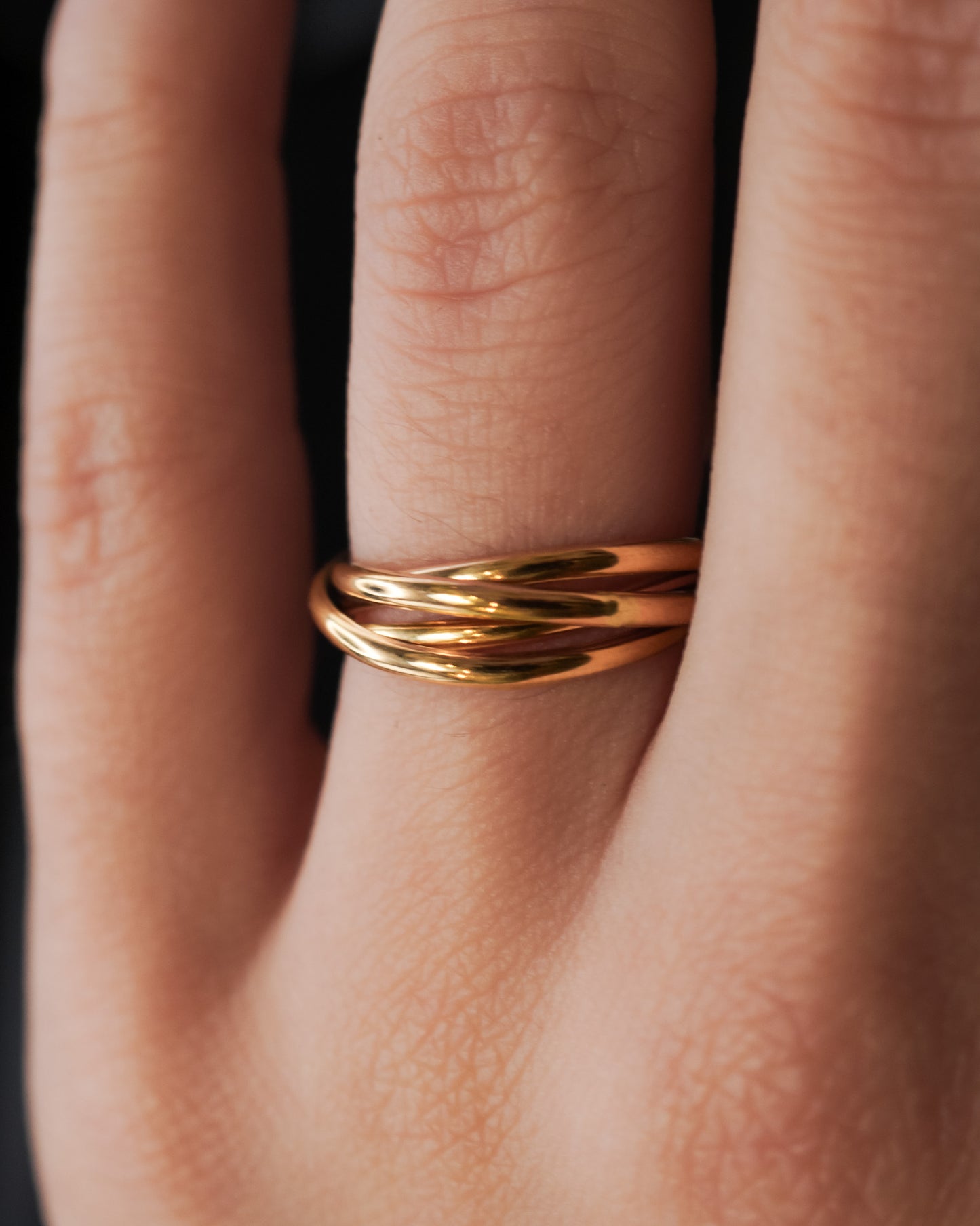 Thin Interlocking Set of 4 Rings, 14K Gold Fill