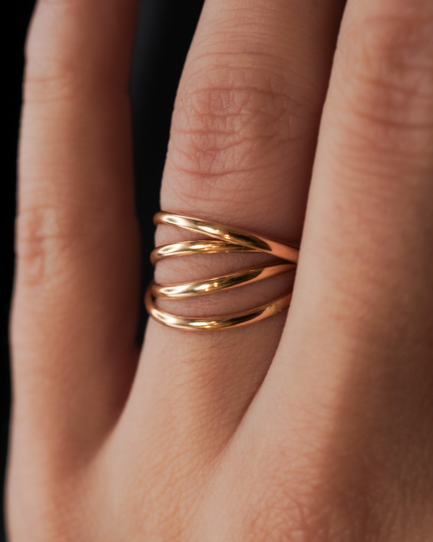 Thin Interlocking Set of 4 Rings, 14K Gold Fill