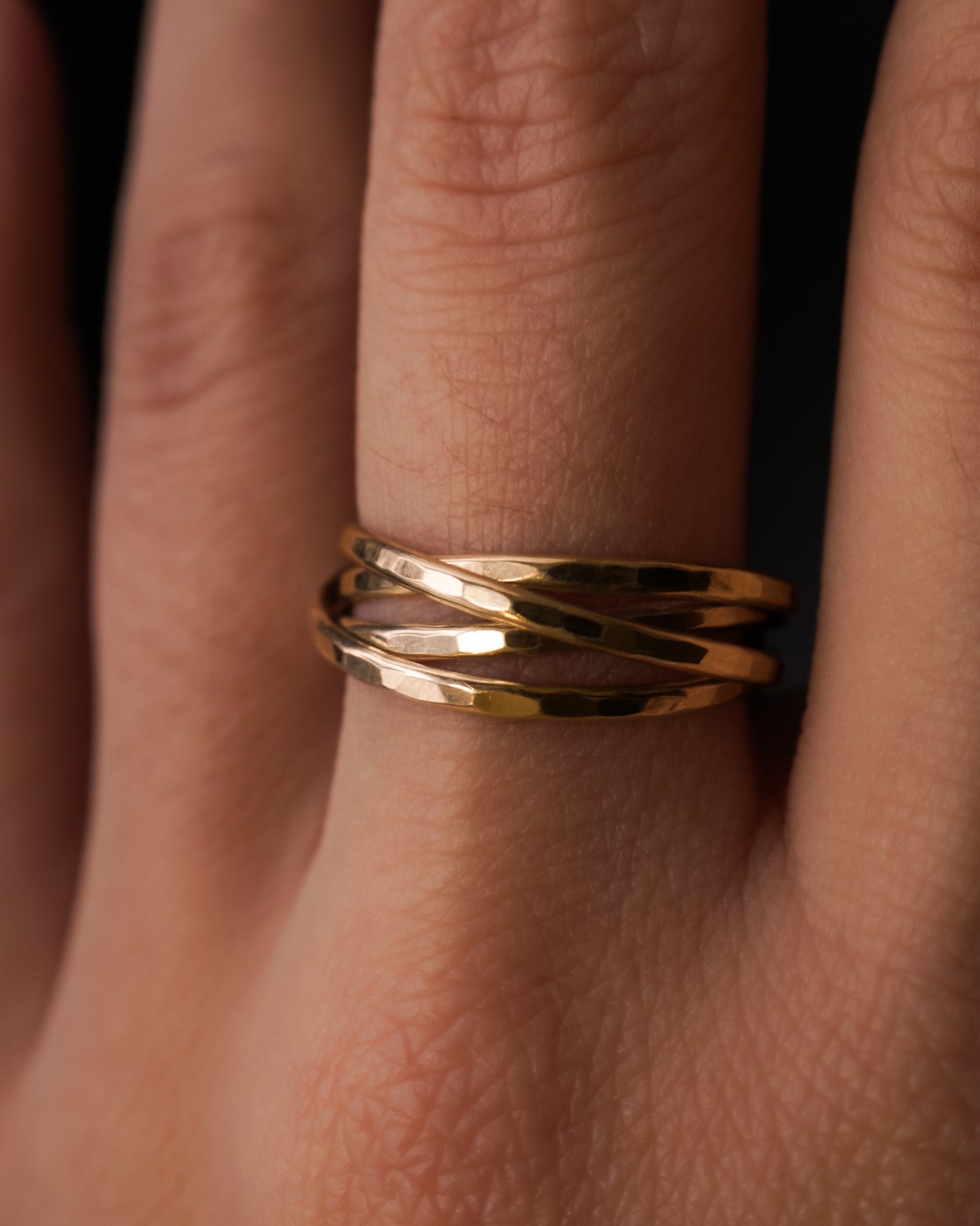 Thin Interlocking Set of 4 Rings, 14K Gold Fill