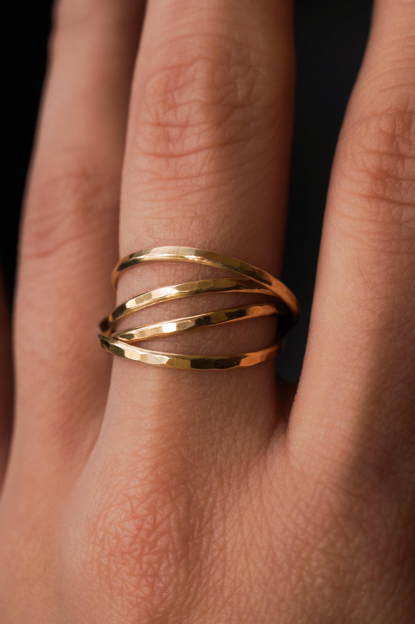 Thin Interlocking Set of 4 Rings, 14K Gold Fill