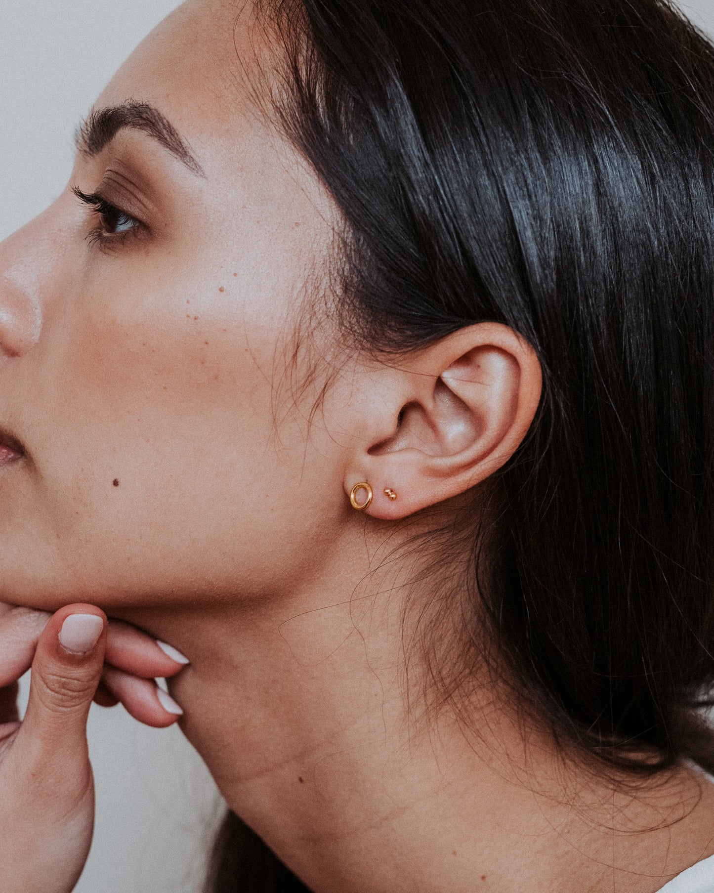 Open Circle Stud Earrings in Solid Gold or Rose Gold