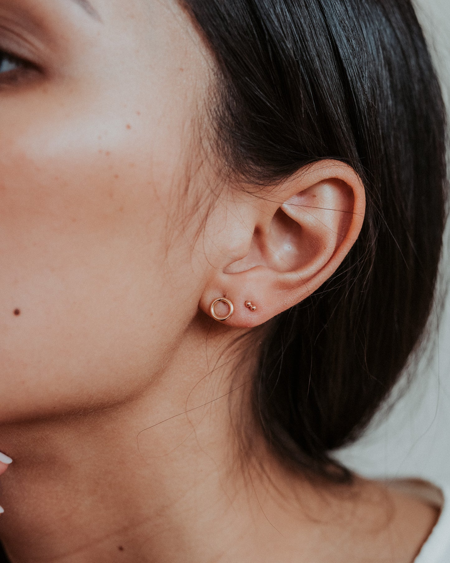 Open Circle Stud Earrings in Solid Gold or Rose Gold