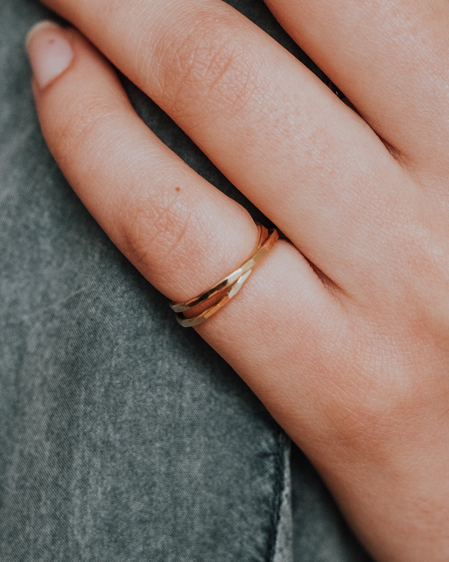 Thin Interlocking Set of 2 Rings, 14K Gold Fill