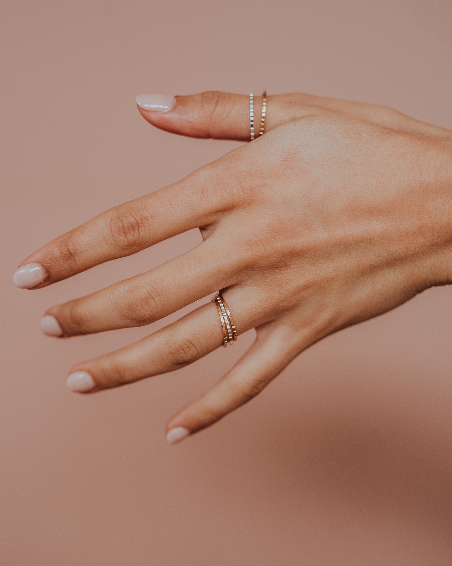 Half Lined Ring, 14K Rose Gold Fill